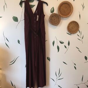 LOFT Rich Maroon Jumpsuit